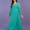 Sea Green Long Maxi Dress - FLAIR 14 [Drizzle]